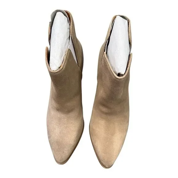 Lisa Vicky Tan Camel Split Kicky Suede Bootie 9.5 - Picture 2 of 4